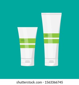 Flat cosmetic package for cream, soups, foams, shampoo isolated on  background. Vector illustration. Eps 10.