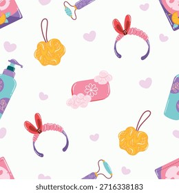 Flat cosmetic seamless pattern illustration