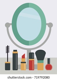Flat cosmetics. Make up. Make up vector details.