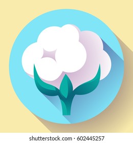 Flat Cotton icon vector. white nature cotton plant