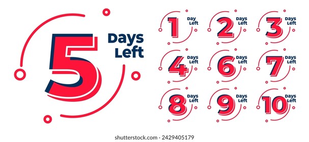 flat countdown timer days left to go for website promotion vector 
