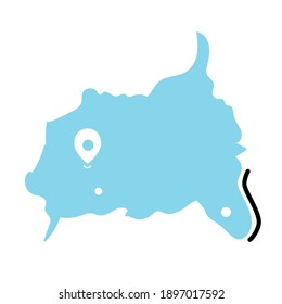 Flat country territory map icon. Vector travel icon. 