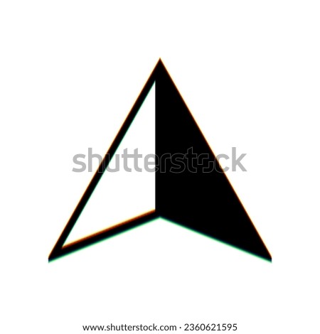 Flat coursor sign. Black Icon with vertical effect of color edge aberration at white background. Illustration.