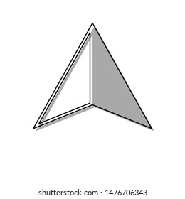 Flat coursor sign. Black line icon with gray shifted flat filled icon on white background. Illustration.