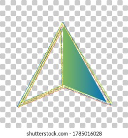 Flat coursor sign. Blue to green gradient Icon with Four Roughen Contours on stylish transparent Background. Illustration.