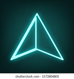 Flat coursor sign. Cyan neon icon in the dark. Bluring. Luminescence. Illustration.