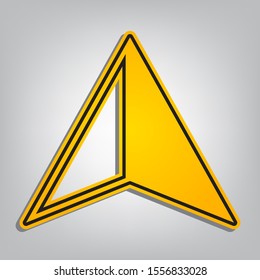 Flat coursor sign. Flat orange icon with overlapping linear black icon with gray shadow at whitish background. Illustration.