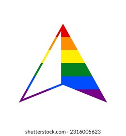 Flaches Kurszeichen. LGBT-Rechte aus Rainbow-Homosexuellen, farbiges Symbol auf weißem Hintergrund. Illustration.