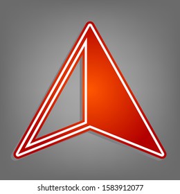 Flat coursor sign. Flat red icon with linear white icon with gray shadow at grayish background. Illustration.