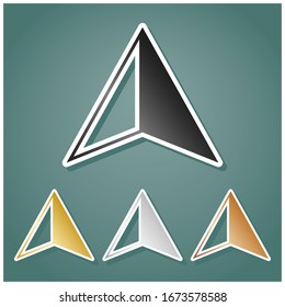 Flat coursor sign. Set of metallic Icons with gray, gold, silver and bronze gradient with white contour and shadow at viridan background. Illustration.