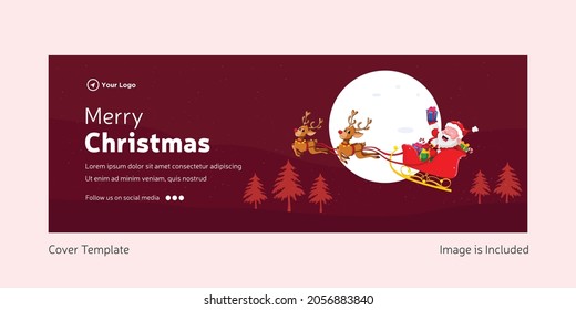 Flat cover page design of Merry Christmas template.