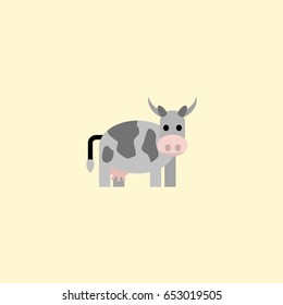 Flat Cow Element. Vector Illustration Of Flat Kine Isolated On Clean Background. Can Be Used As Kine, Cow And Animal Symbols.