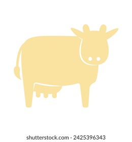 Flat cow icon cartoon illustration