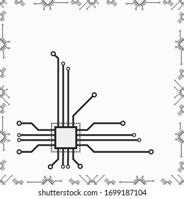 Flat CPU microprocessor vector pattern for web and print design. Vector 2d concept illustration with macro CPU element.
