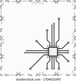 Flat CPU microprocessor vector pattern for web and print design. Vector 2d concept illustration with macro CPU element.