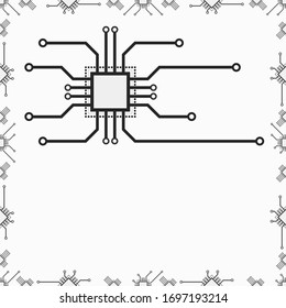 Flat CPU pattern vector illustration. Seamless pattern circuit board vector background. Abstract CPU macro illustration. 