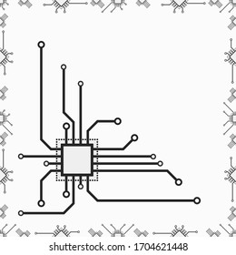 Flat CPU pattern vector illustration. Seamless pattern circuit board vector background. Abstract CPU macro illustration. 