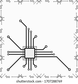 Flat CPU pattern vector illustration. Seamless pattern circuit board vector background. Abstract CPU macro illustration. 