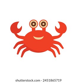 Flat crab icon. Isolated cartoon crab