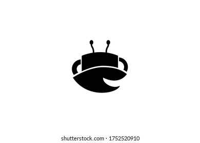 flat crab and pincer logo design concept with simple, elegant, and unique styles on white background
