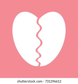 flat cracked broken heart icon