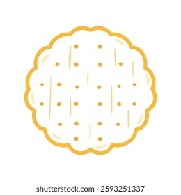 Flat Cracker Line Art Drawing in Round Shape Icon Vector Illustration for Baking and Pastry Food Snack Isolated on Transparent Background