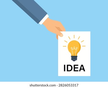 Flat creative business idea vector illustration with light bulb.