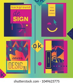 Flat creative and colorful covers set. Geometric shapes with typography poster design template.