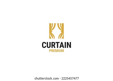 Flat creative curtain logo design vector template illustration