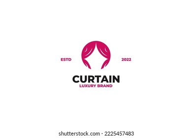 Flat creative curtain logo design vector template illustration
