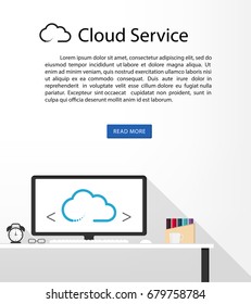 Flat creative design for web banner, cloud service concept, vector illustration
