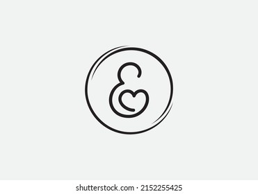 Flat creative love font circle sign. love logo vector and heart font design by the letters and alphabets
