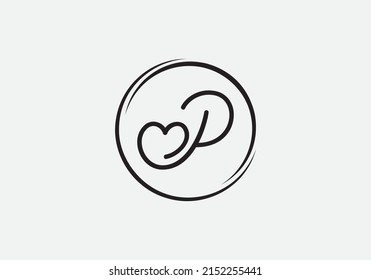 Flat creative love font circle sign. love logo vector and heart font design by the letters and alphabets