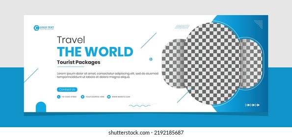 Flat and creative traveling web banner template