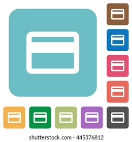 Flat credit card icons on rounded square color backgrounds.