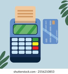 flat credit card payment machine vector illustration.