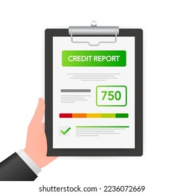 Flat credit report for report design. Credit card icon. Vector icon. Vector isometric design. Online banking