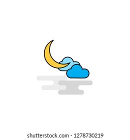 Flat Crescent Icon. Vector