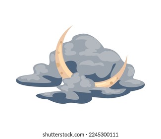 flat crescent moon design over white