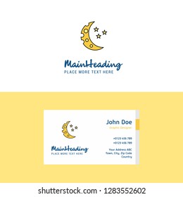 Flat Crescent and stars Logo and Visiting Card Template. Busienss Concept Logo Design