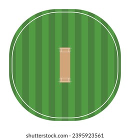 Flat Cricket Ground Pitch Vector Illustration Top view Cricket Ground Icon