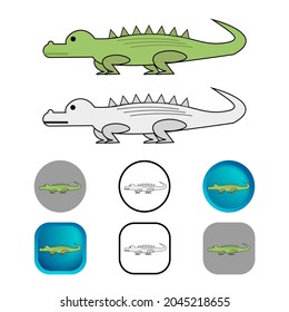Flat Crocodile Animal Icon Collection