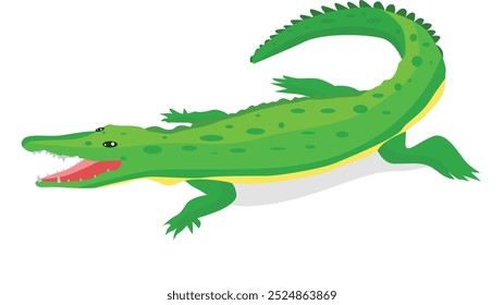 flat crocodile illustration on white background