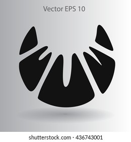 Flat croissant icon. Vector