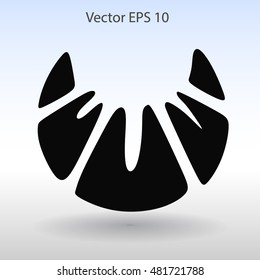Flat croissant icon. Vector