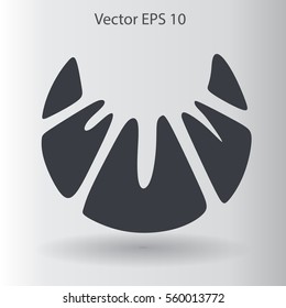 Flat croissant icon. Vector