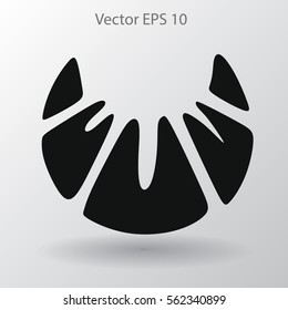 Flat croissant icon. Vector