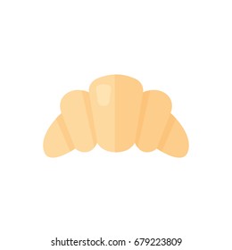 Flat croissant icon. Vector illustration isolated on a white background. Simple color pictogram of croissant.
