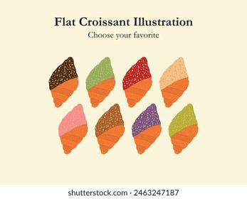 flat croissant viral cafe bakery cake snack idea event dessert food creative vector illustration fat