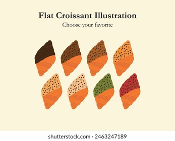 flat croissant viral cafe bakery cake snack idea event dessert food creative vector illustration fat